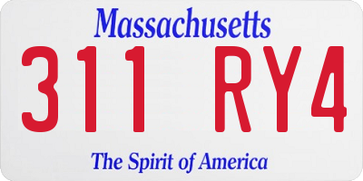 MA license plate 311RY4