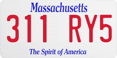MA license plate 311RY5