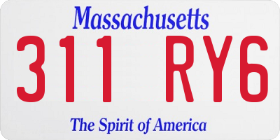 MA license plate 311RY6