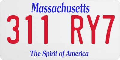 MA license plate 311RY7