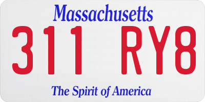 MA license plate 311RY8