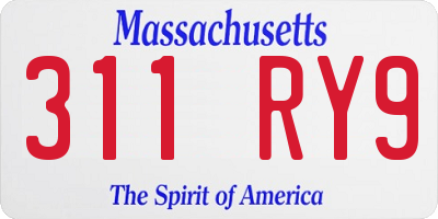 MA license plate 311RY9