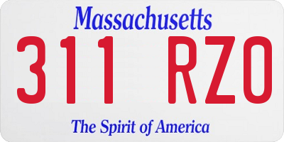 MA license plate 311RZ0