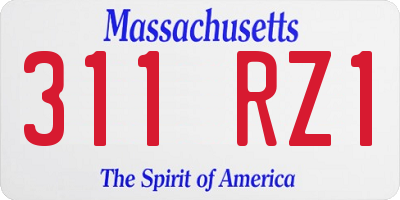 MA license plate 311RZ1