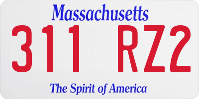 MA license plate 311RZ2