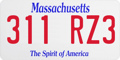 MA license plate 311RZ3