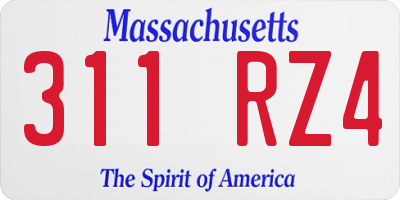 MA license plate 311RZ4