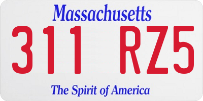 MA license plate 311RZ5