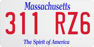 MA license plate 311RZ6