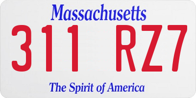 MA license plate 311RZ7