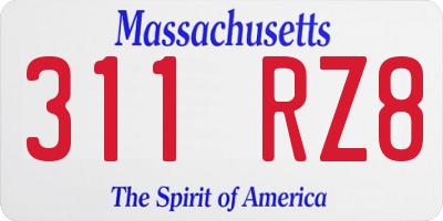 MA license plate 311RZ8