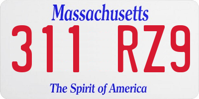 MA license plate 311RZ9