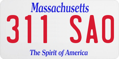 MA license plate 311SA0