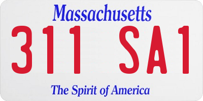 MA license plate 311SA1