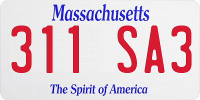 MA license plate 311SA3