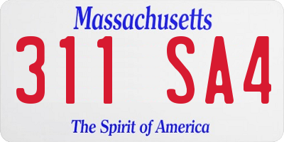 MA license plate 311SA4