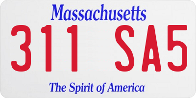 MA license plate 311SA5