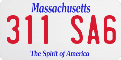 MA license plate 311SA6