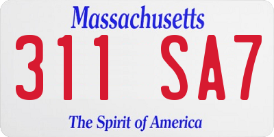 MA license plate 311SA7