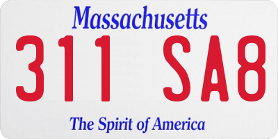 MA license plate 311SA8