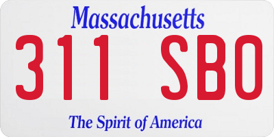 MA license plate 311SB0