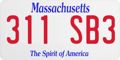 MA license plate 311SB3