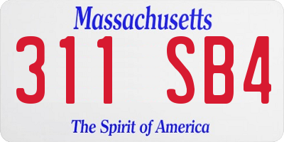 MA license plate 311SB4