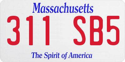 MA license plate 311SB5