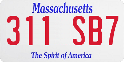 MA license plate 311SB7