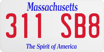 MA license plate 311SB8