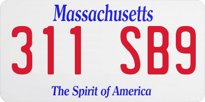 MA license plate 311SB9