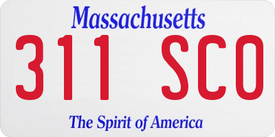 MA license plate 311SC0
