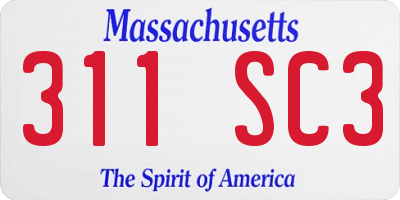 MA license plate 311SC3