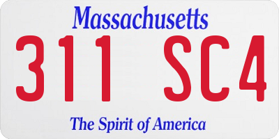 MA license plate 311SC4
