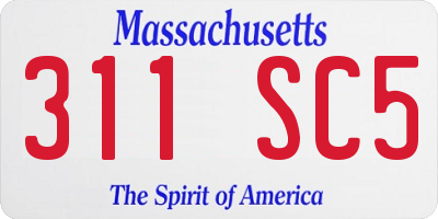 MA license plate 311SC5