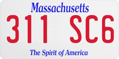 MA license plate 311SC6