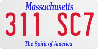 MA license plate 311SC7