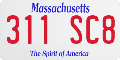 MA license plate 311SC8