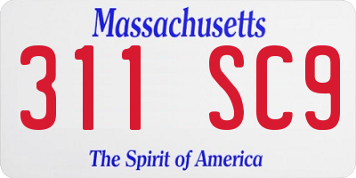 MA license plate 311SC9