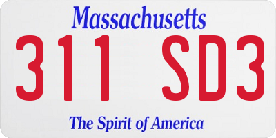 MA license plate 311SD3