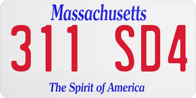 MA license plate 311SD4