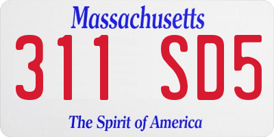 MA license plate 311SD5
