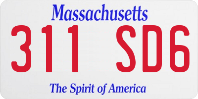 MA license plate 311SD6