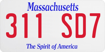 MA license plate 311SD7