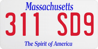 MA license plate 311SD9