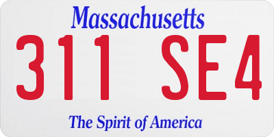 MA license plate 311SE4