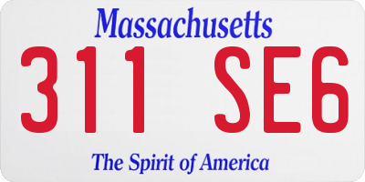 MA license plate 311SE6