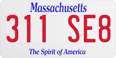 MA license plate 311SE8
