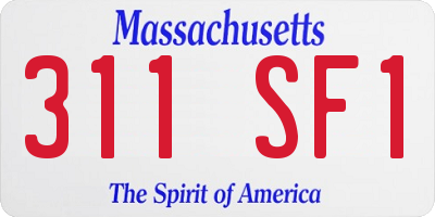 MA license plate 311SF1