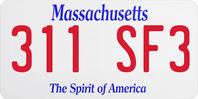 MA license plate 311SF3